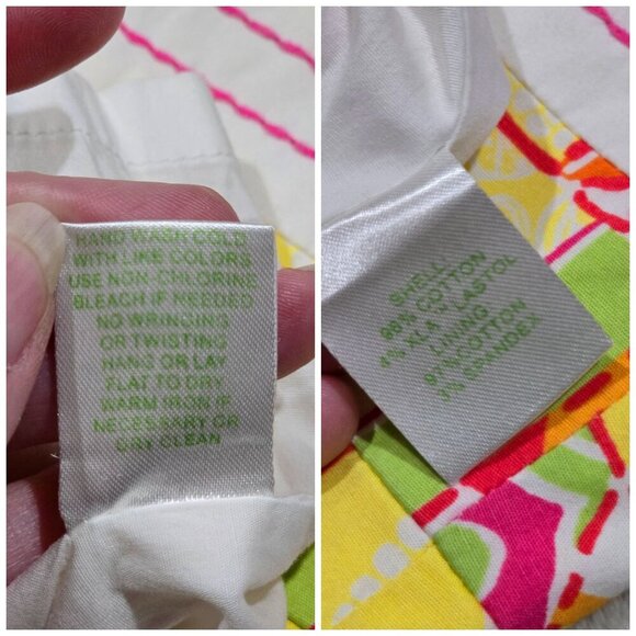 Lilly Pulitzer ✦ Strapless Patchwork Dress ✦ Pink Green Floral Stripe Cotton 2 - Picture 10 of 15